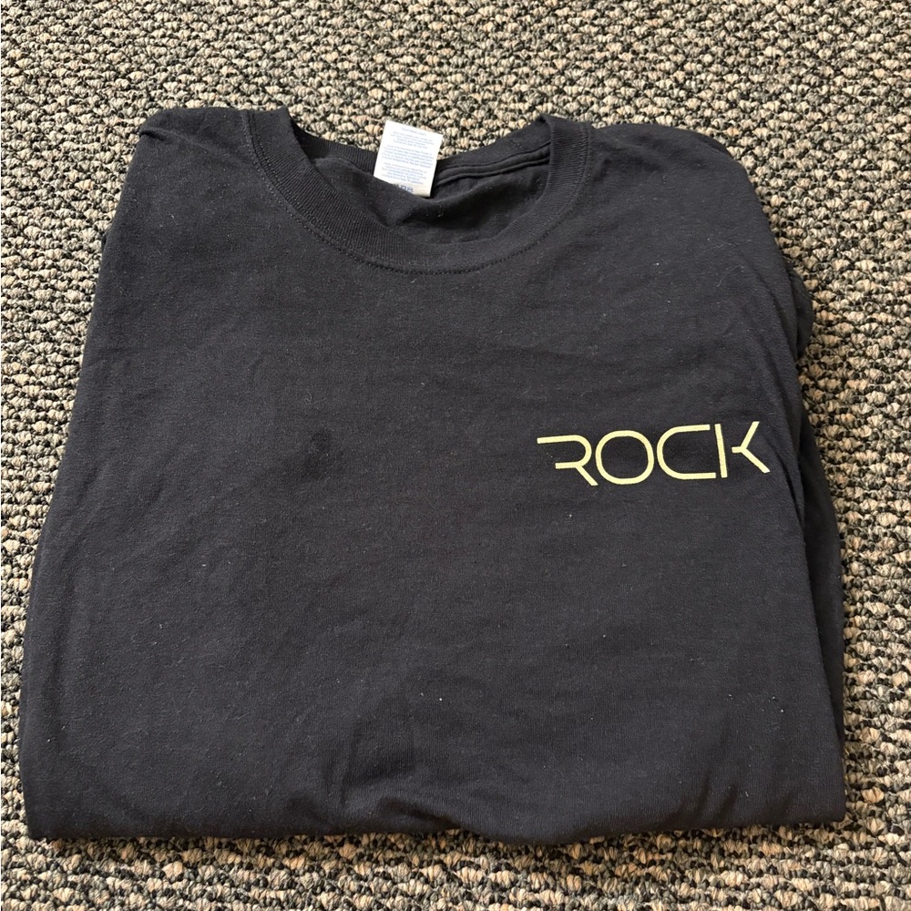 Black T-Shirt with Gold 'ROCK' Logo